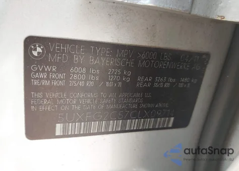 2012 BMW X6 xDrive35I из США, поврежденный, VIN 5UXFG2C57CLX09714